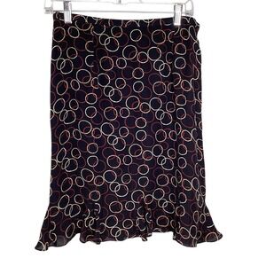 Talbots Skirt Sz 8P Blue Red Midi Silk Lined Ruffle Bubbles Work‎ Night Out EUC